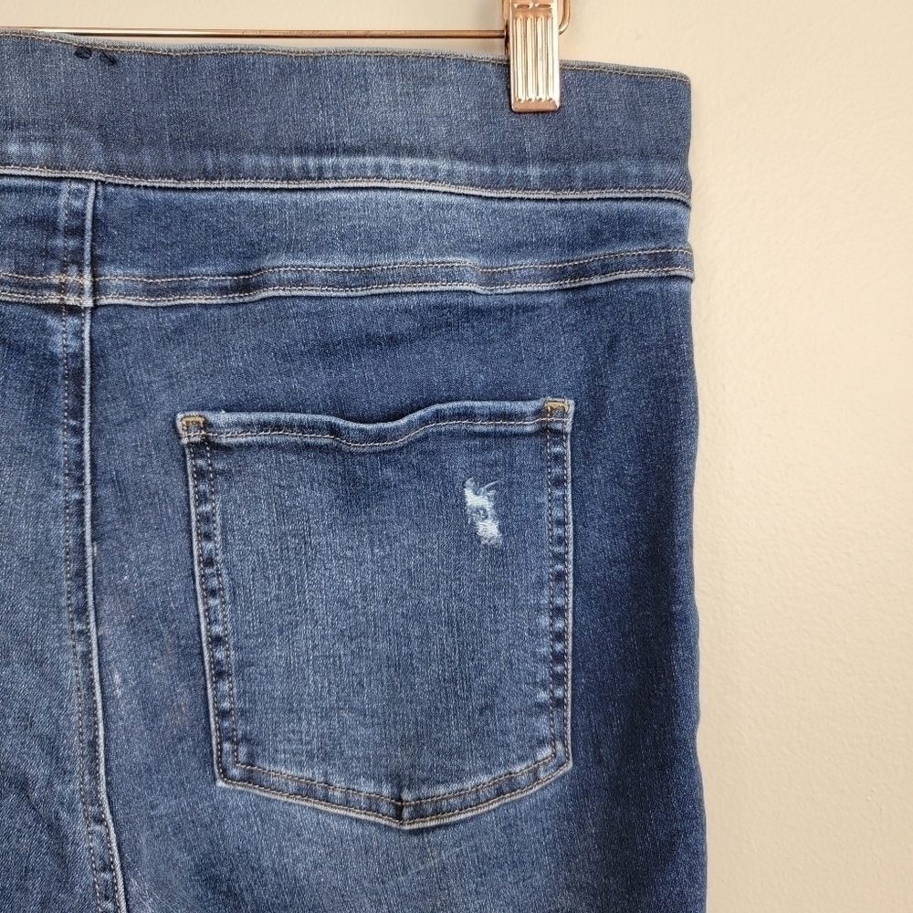 Spanx Pull On High Rise Jegging Distressed Skinny Frayed Step Hem Jeans L - Picture 7 of 12